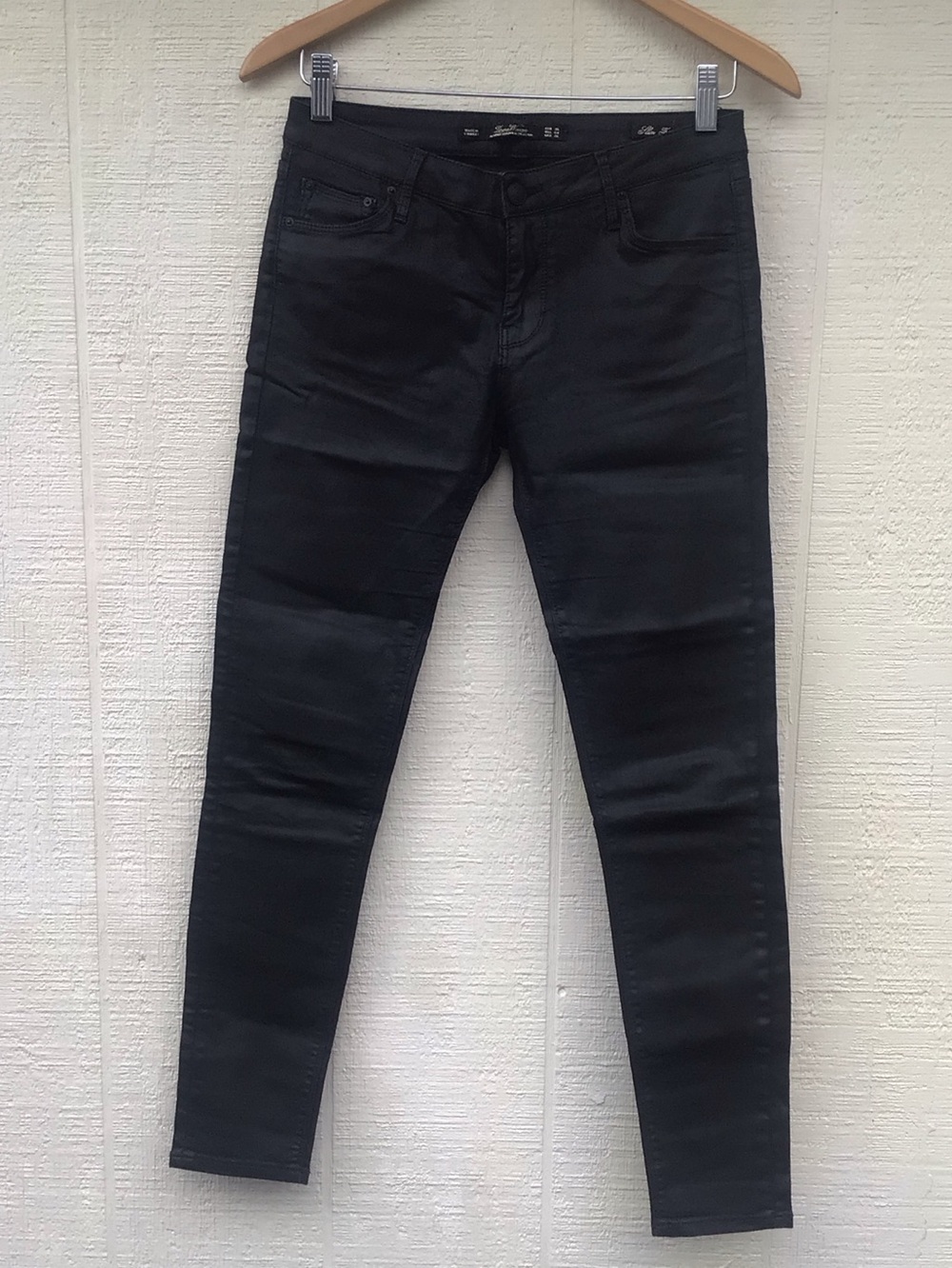 Zara coated faux leather black jeans pants